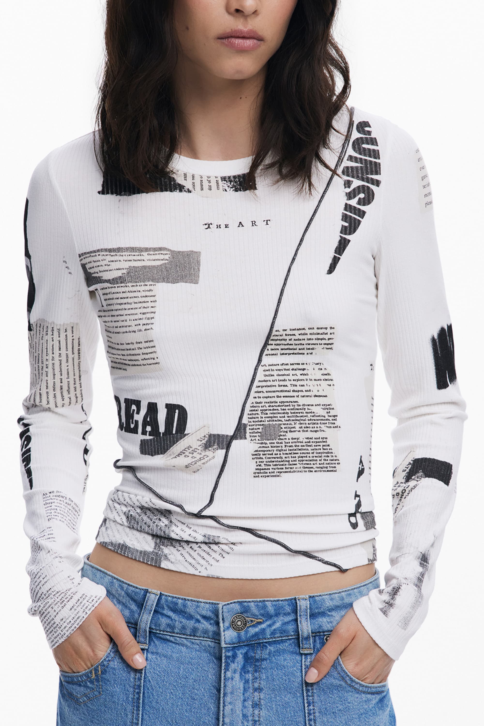 DESIGUAL ДАМСКА ТЕНИСКА С ДЪЛЪГ РЪКАВ, БЯЛА - DESIGUAL