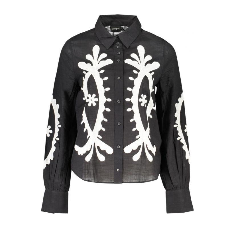 Дамска риза с дълъг ръкав, черна