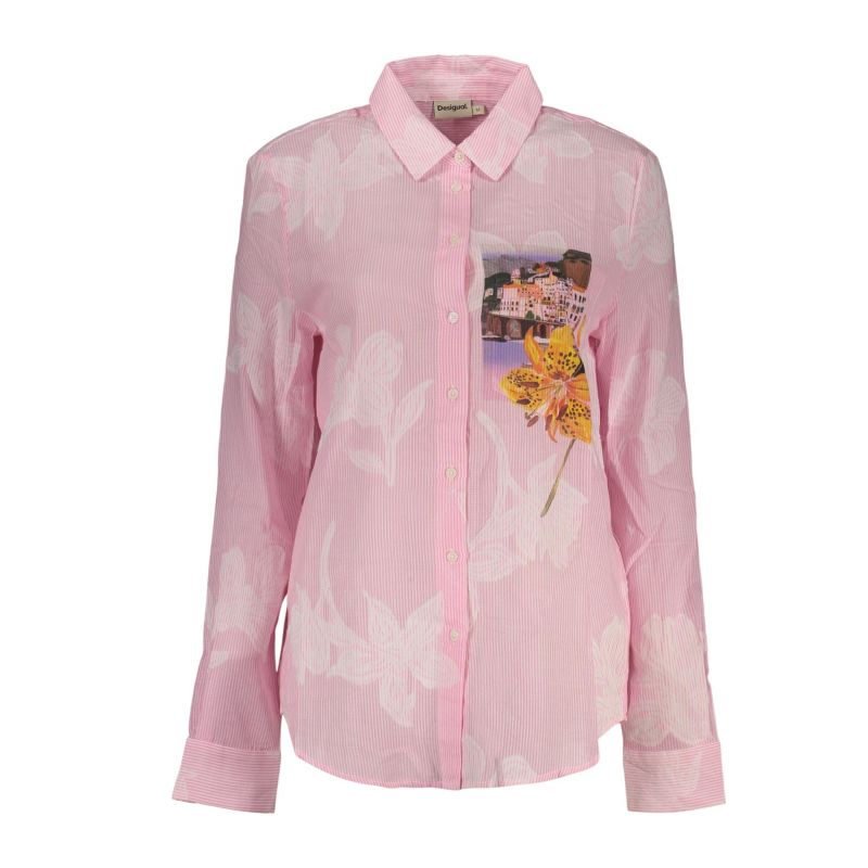 Дамска розова риза с дълъг ръкав