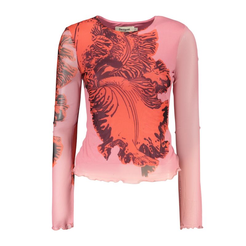 Дамска розова тениска с дълъг ръкав