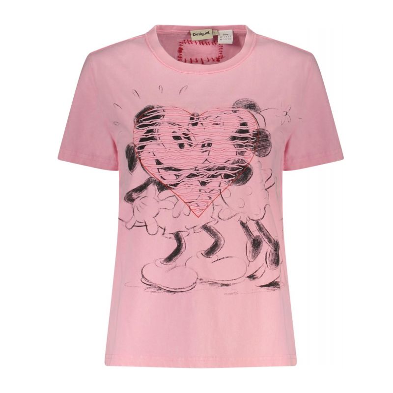 Дамска розова тениска с къс ръкав