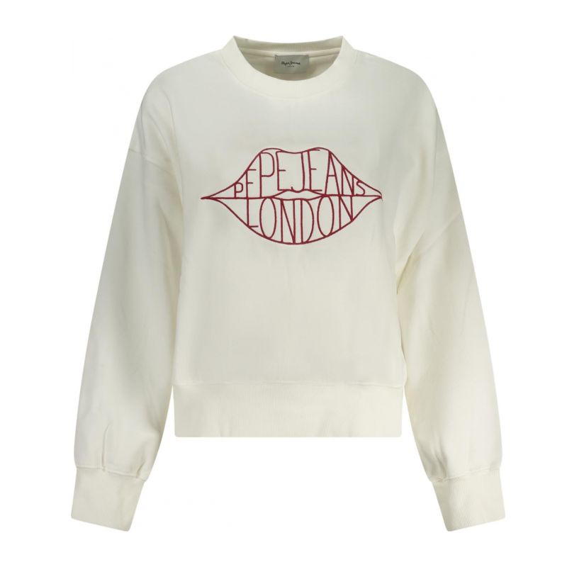 Дамски бял суитшърт с цип