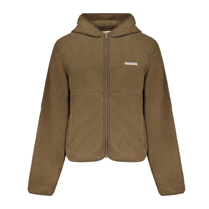 Дамски кафяв суитшърт с цип jeans