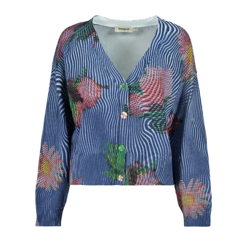 Дамски син кардиган