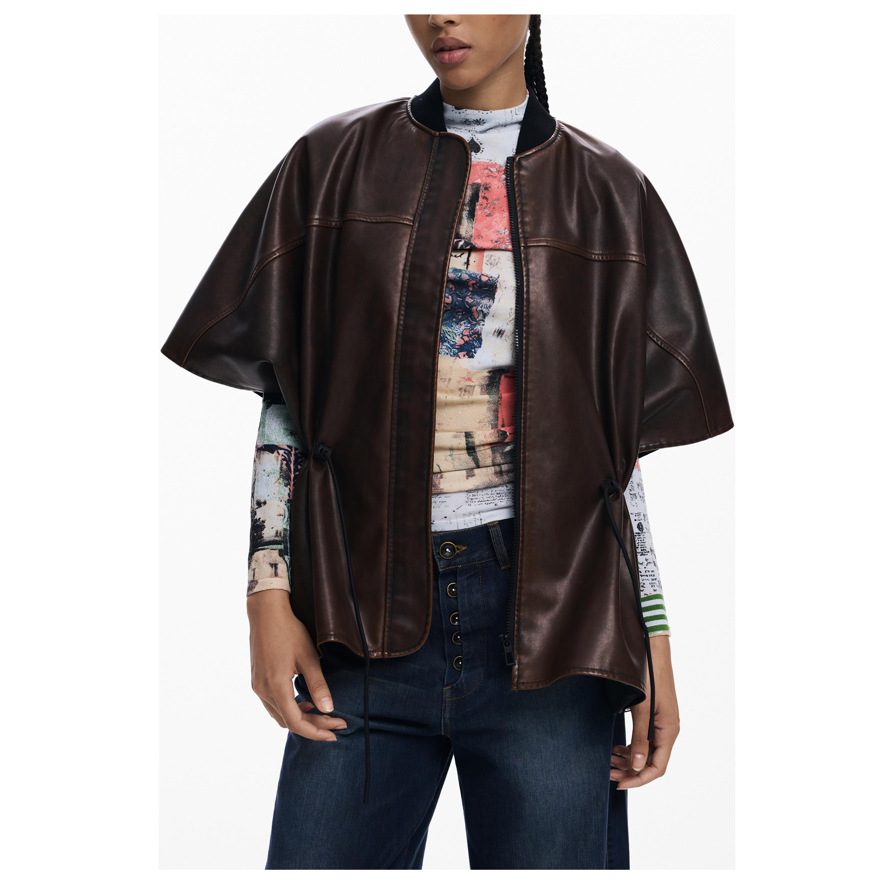 Снимка на Дамско кафяво пончо DESIGUAL