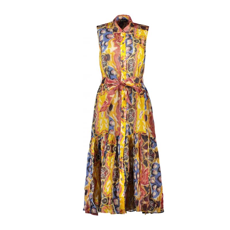 Дълга дамска рокля , жълта