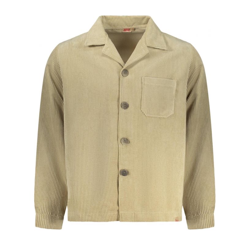 Мъжка бежова риза с дълъг ръкав с пушка