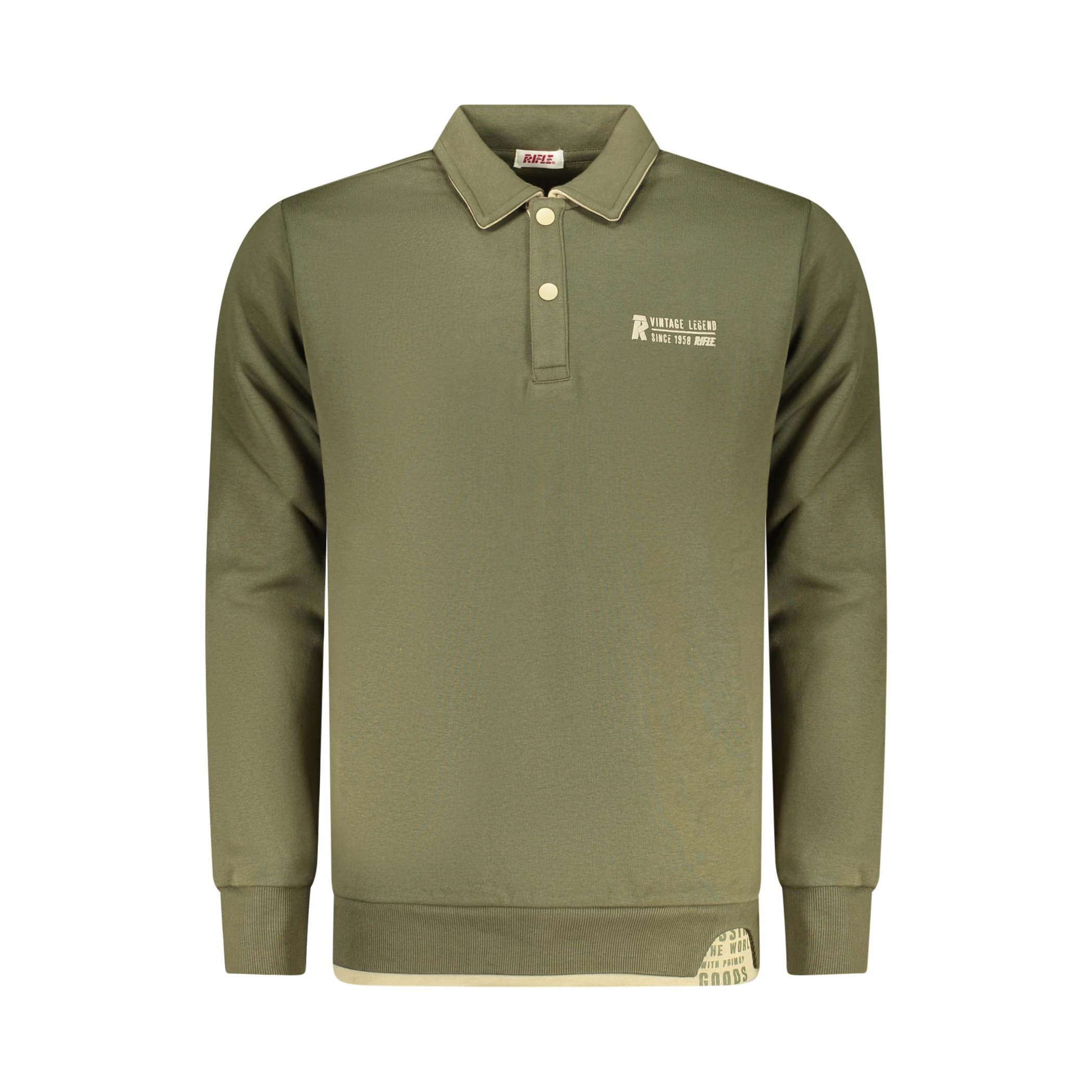 Снимка на Мъжка поло блуза с дълъг ръкав , зелена RIFLE