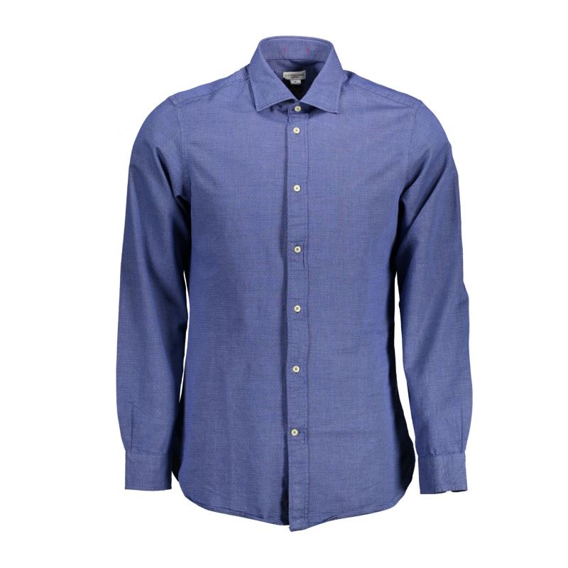 Мъжка поло тениска с дълъг ръкав, американска, синя