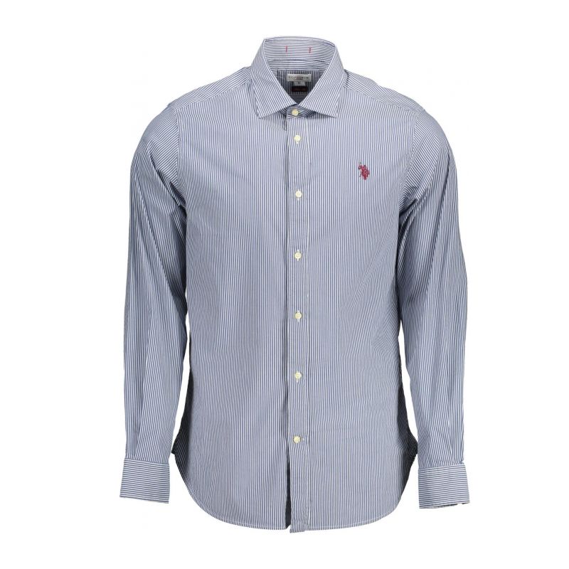 Мъжка поло тениска с дълъг ръкав, американска, синя