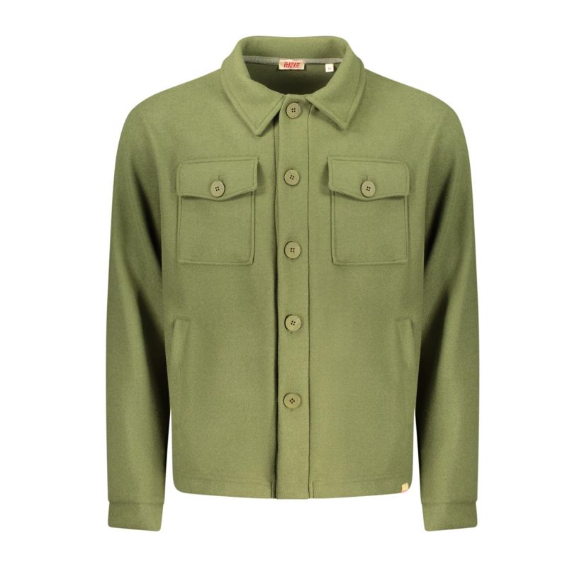 Мъжка зелена риза с дълъг ръкав с пушка