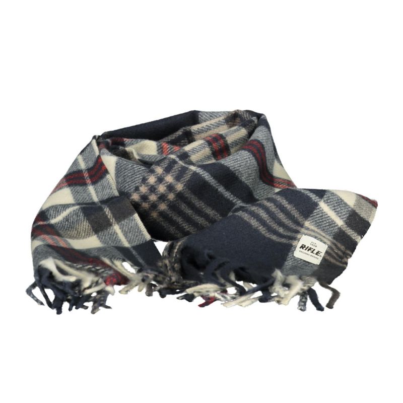 Мъжки шал с пушка, син