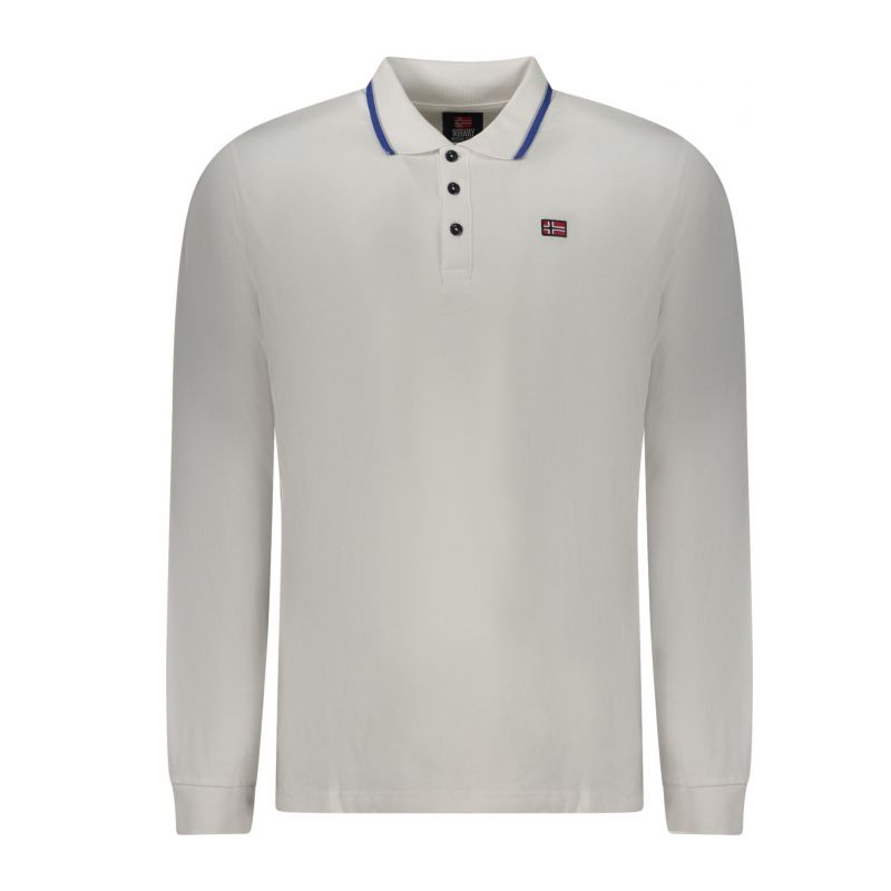 Норвегия 1963 мъжка поло близа с дълъг ръкав, бяла