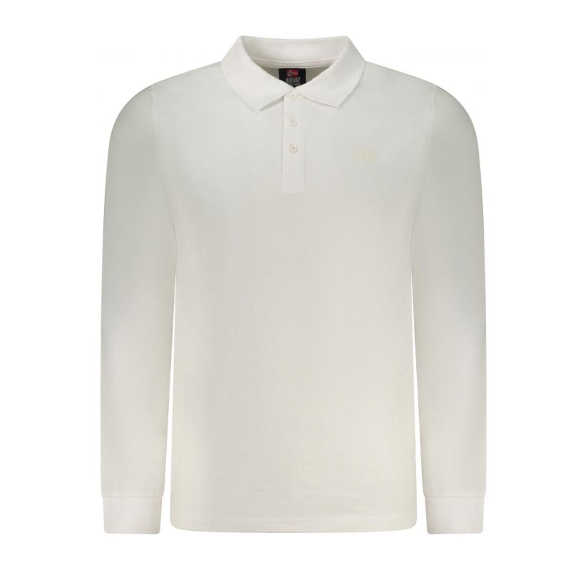 Норвегия 1963 мъжка поло близа с дълъг ръкав, бяла