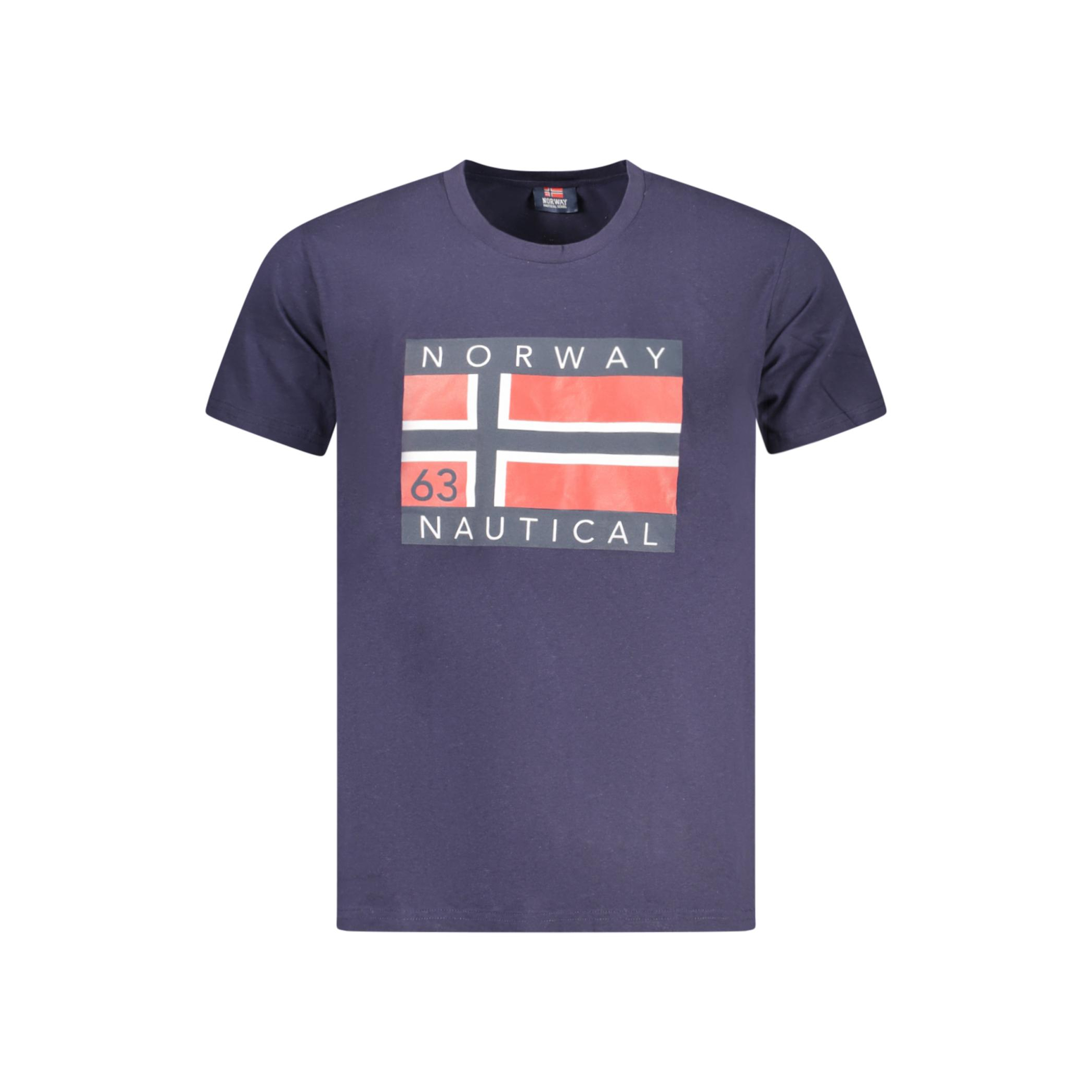 Снимка на Норвегия 1963 мъжка тениска с къс ръкав, синя NORWAY 1963