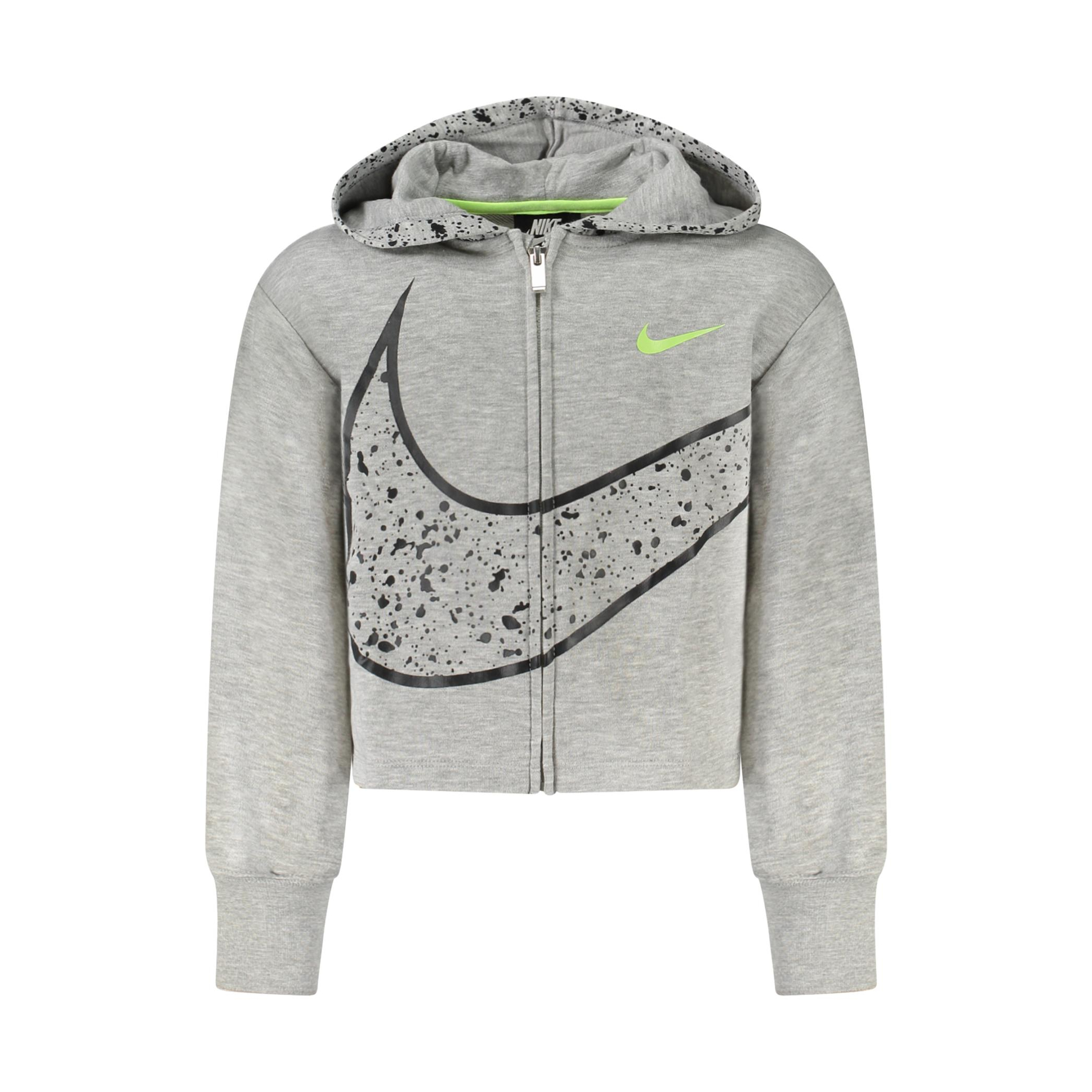 Снимка на Суитшърт с цип за момичета, сив NIKE