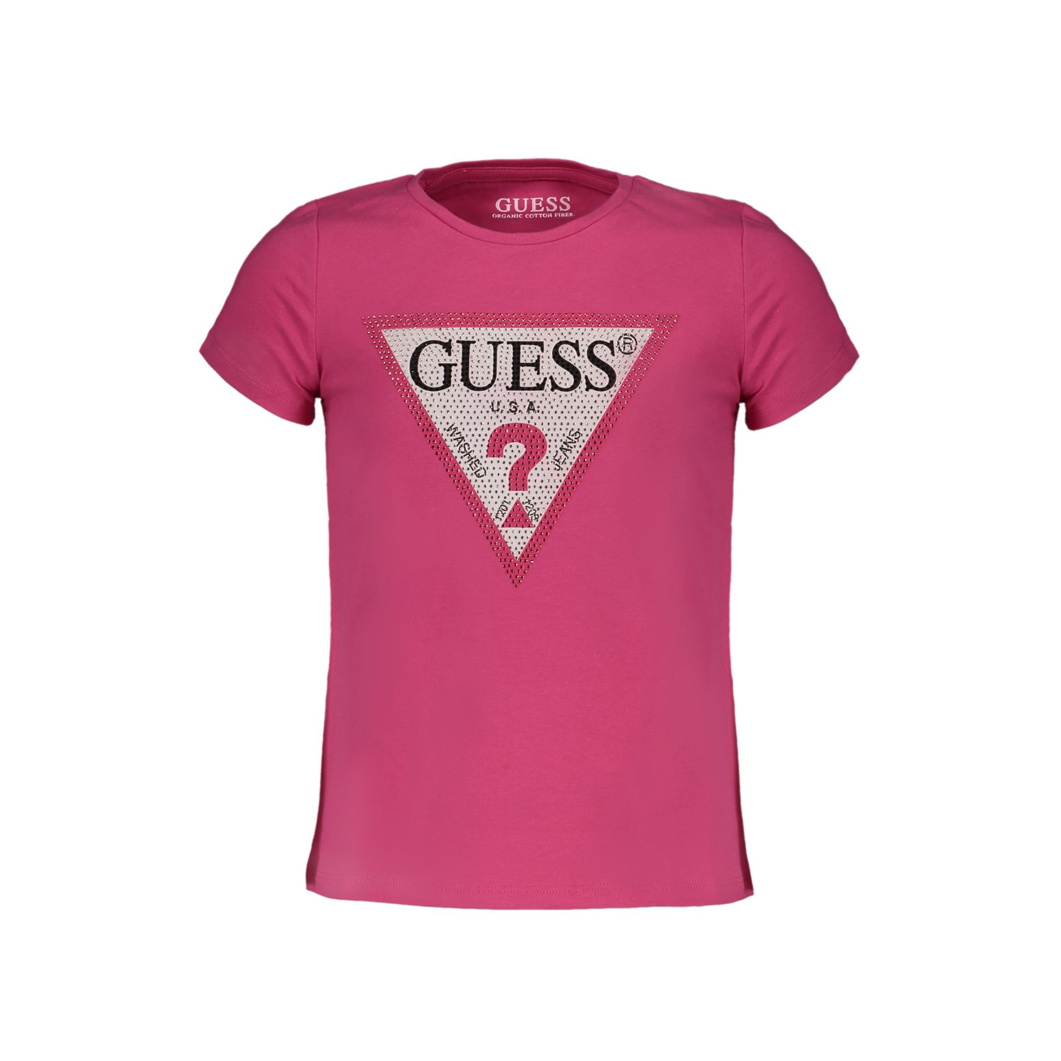Снимка на Тениска с къс ръкав за момичета розова GUESS