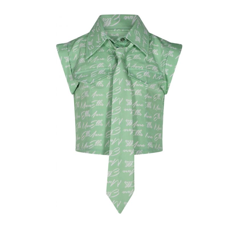 Блуза с дълъг ръкав момиче MARC ELLIS JMJSH01224-GREEN-WHITE