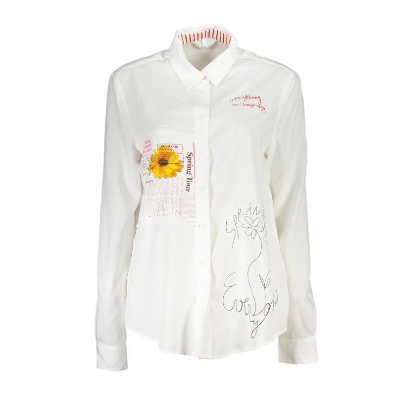 Дамска риза с дълъг ръкав, бяла DESIGUAL 23SWCW48_638E89E_BIANCO1000