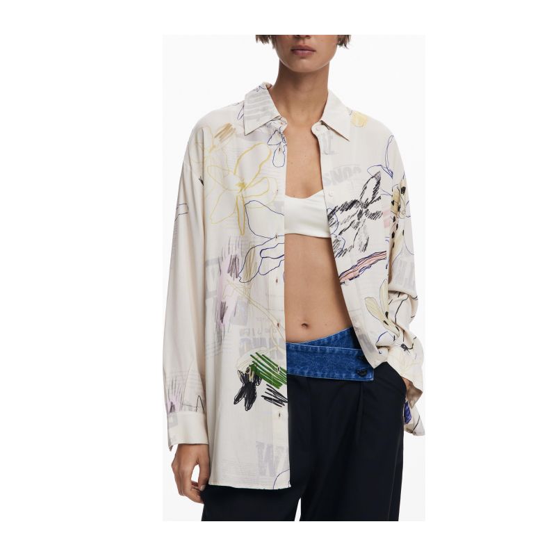 Дамска риза с дълъг ръкав, бяла DESIGUAL 25WWCW14_BI1001