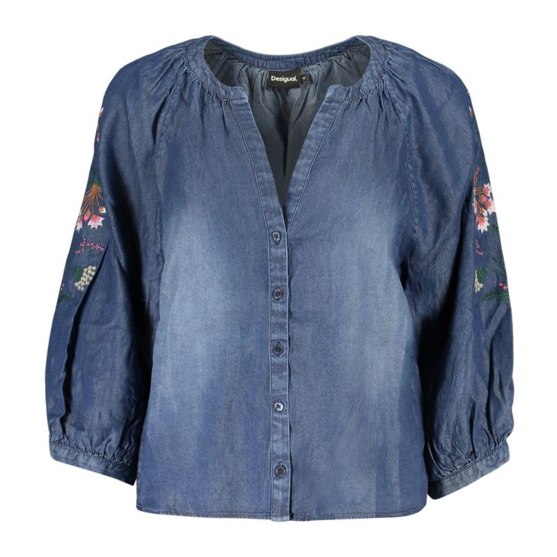 Дамска риза с дълъг ръкав, синя DESIGUAL 26SWBW16_BL5055