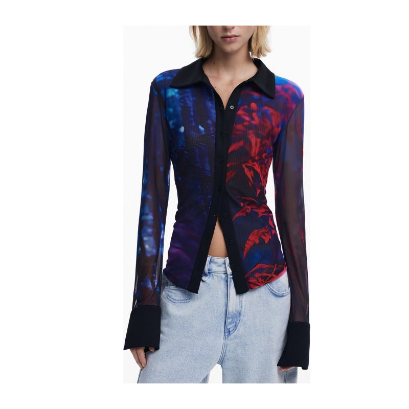 Дамска риза с дълъг ръкав, черна DESIGUAL 25WWTK61_NE2000