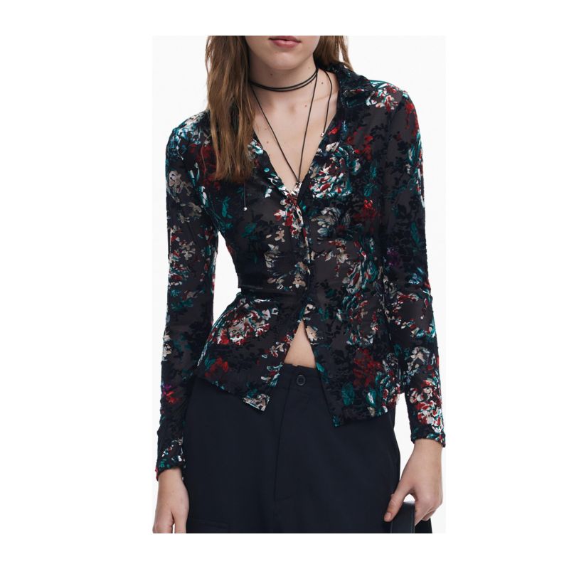 Дамска риза с дълъг ръкав, черна DESIGUAL 25WWTK53_NE2000