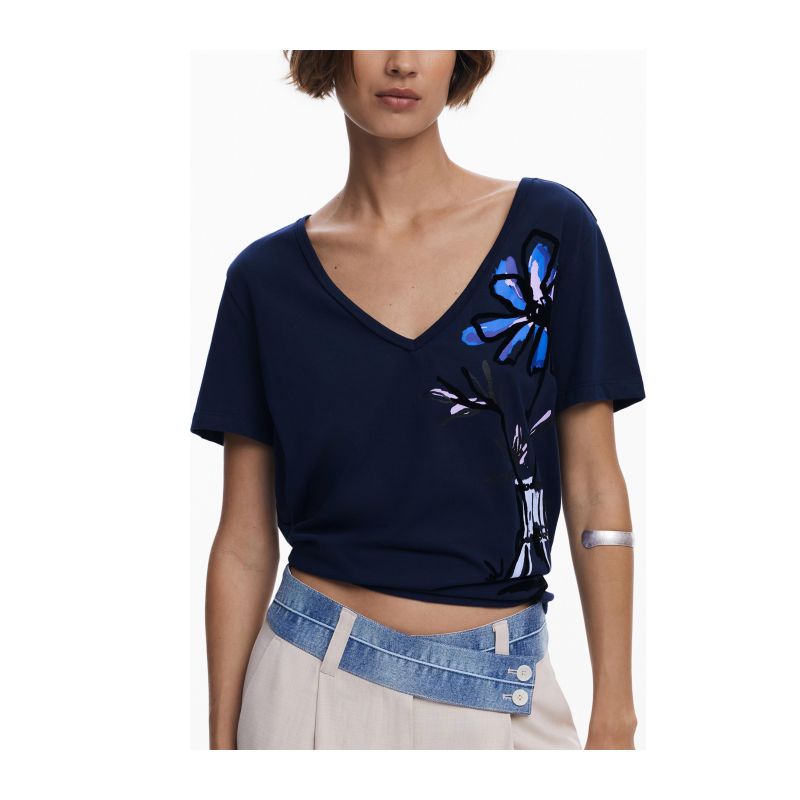 Дамска тениска с къс ръкав DESIGUAL 25WWTK28_BL5001