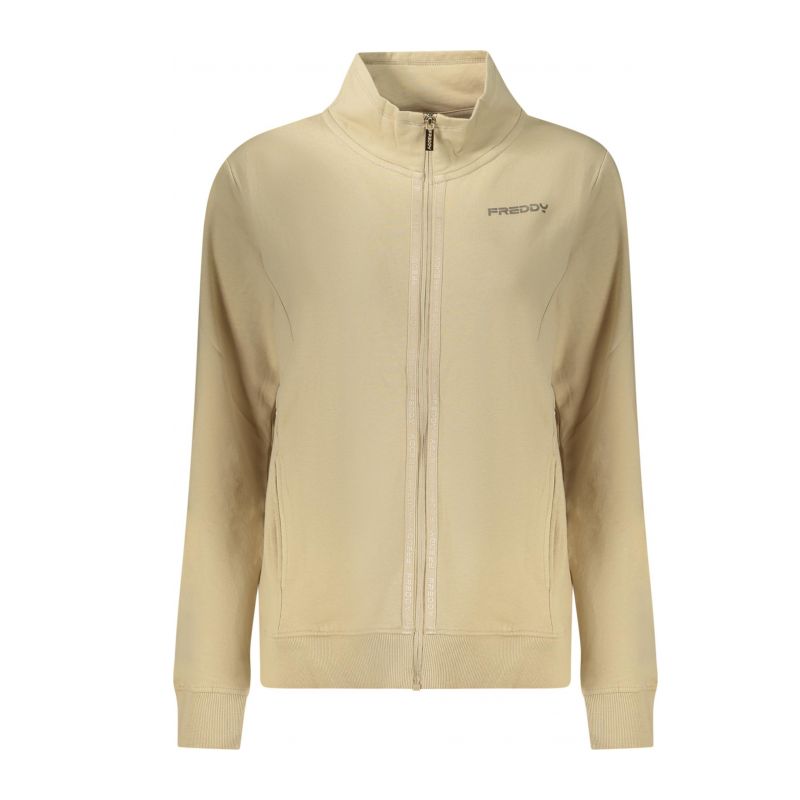Дамски бежов суитшърт с цип  FREDDY F25WCRS4_BEZ44