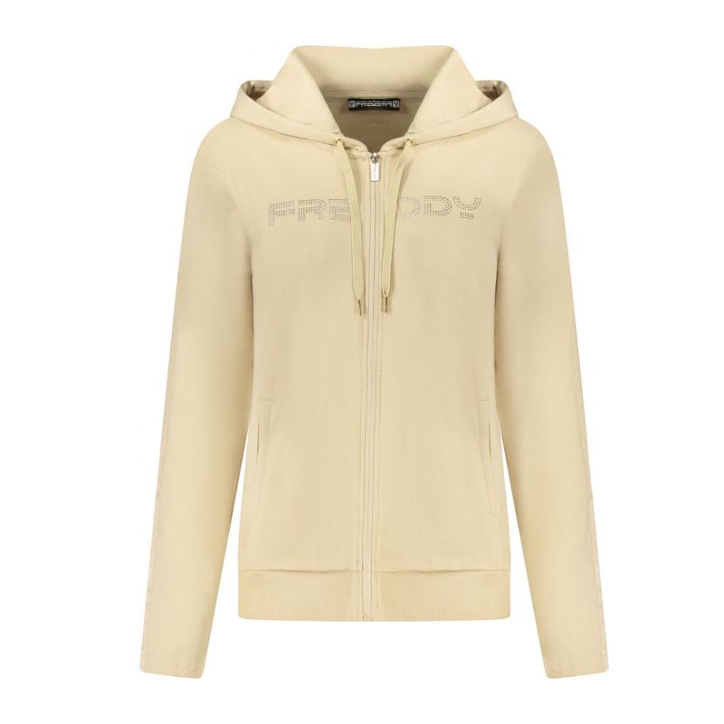 Дамски бежов суитшърт с цип  FREDDY F25WCRS2_BEZ44