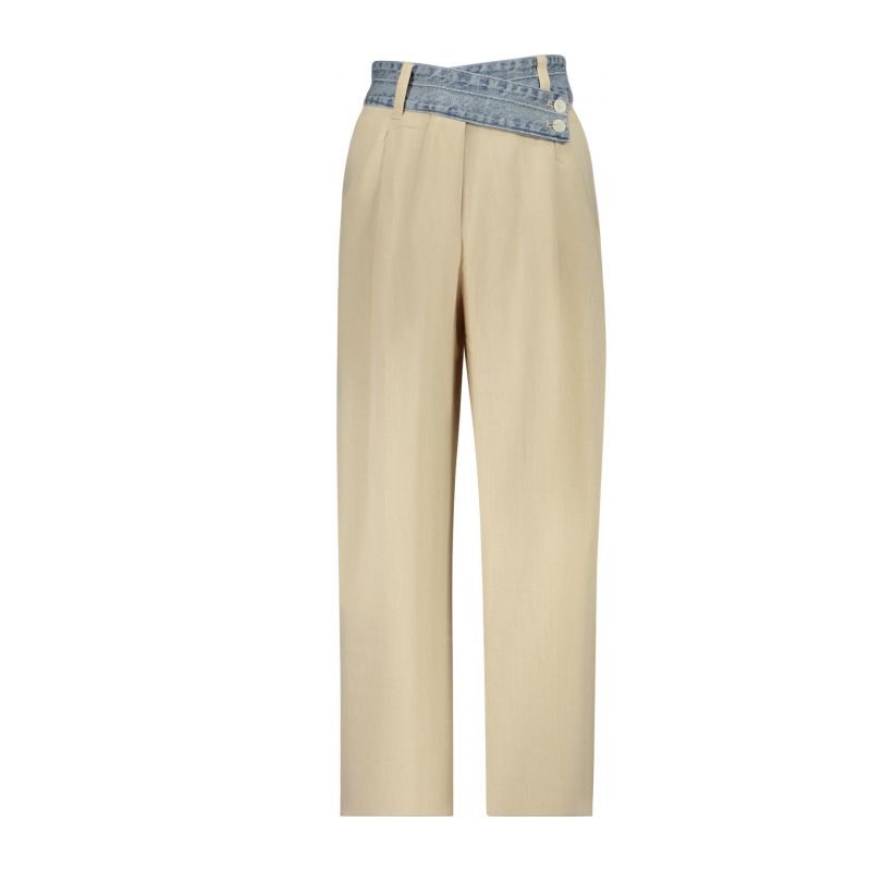 Дамски бежови панталони DESIGUAL 26SWPW28_BE6008