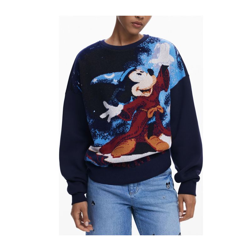 Дамски суитшър с цип в синьо DESIGUAL 25WWSK15_BL5000