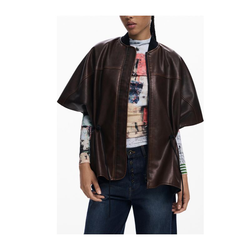 Дамско кафяво пончо DESIGUAL 25WAIP03_MA6075