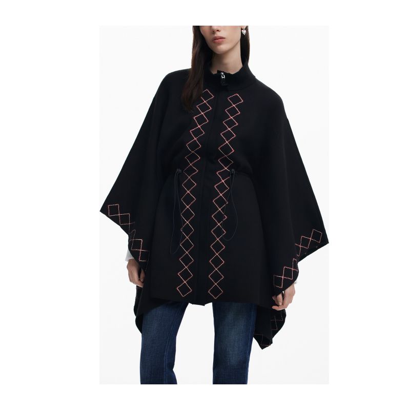 Дамско черно пончо DESIGUAL 25WAIA09_NE2000