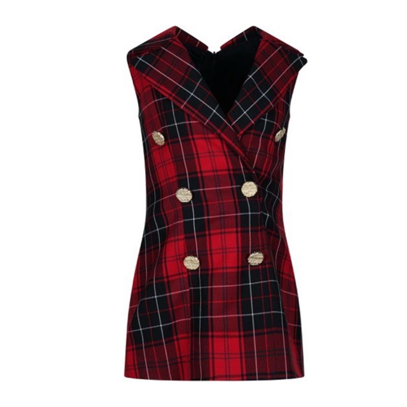 Детска рокля FUN&FUN FBDR00297-TARTAN-RED