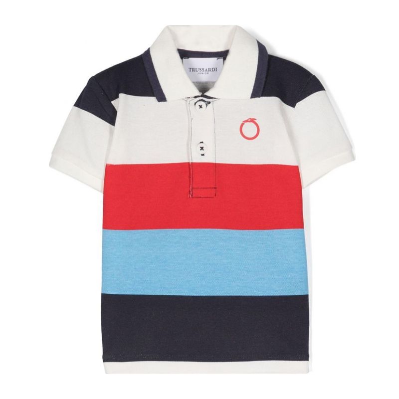 Детска тениска с яка момче TRUSSARDI TIP24073PO-S-BLUE-RED