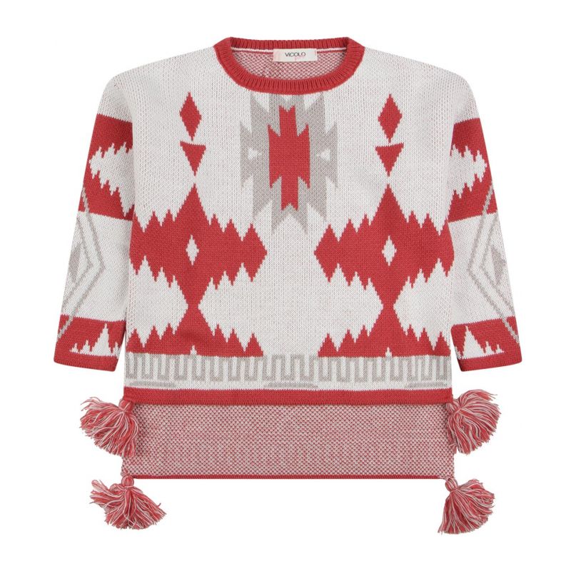 Детски пуловер момиче VICOLO A23-vicolo-3141w0812-biancorosa-5174927