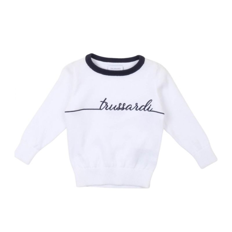 Детски пуловер момче TRUSSARDI TIP25050MA-WHITE-BN