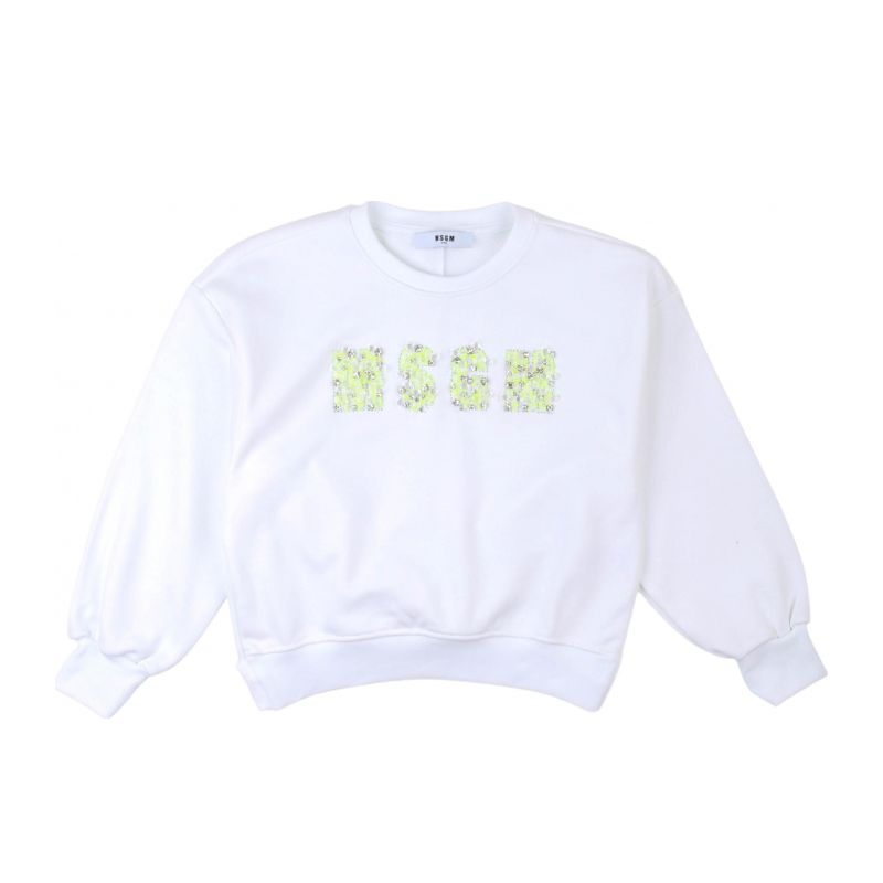 Детски суичър момиче MSGM S4MSJGSW118-001-BIANCO