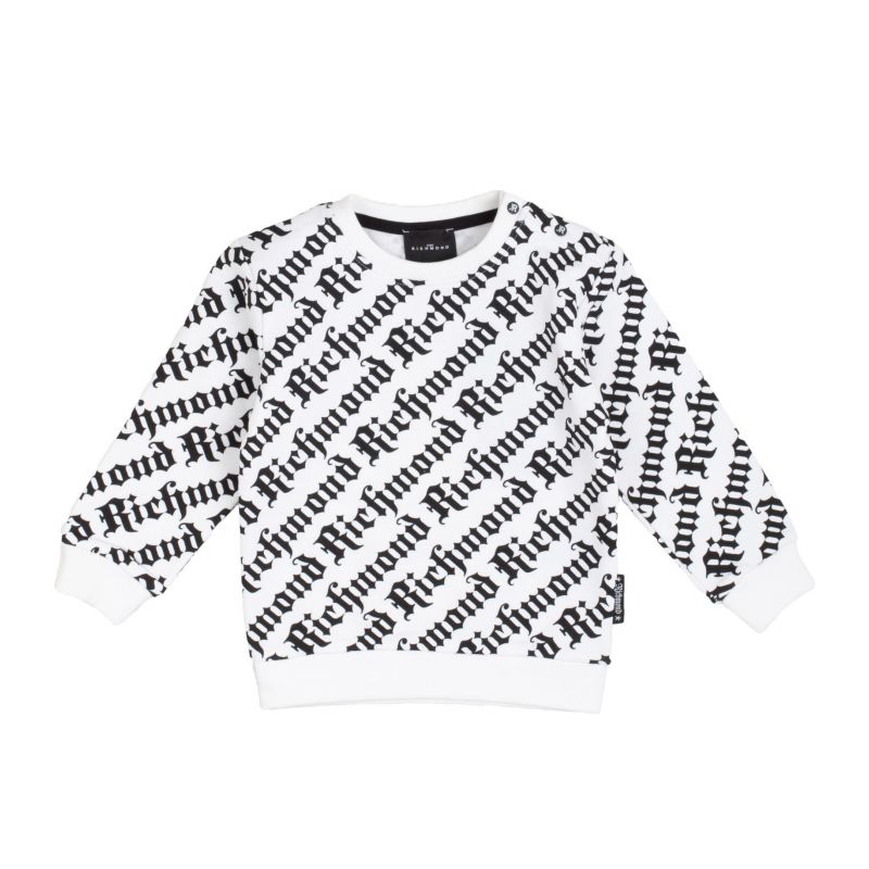 Детски суичър момче JOHN RICHMOND RIP23066FE-BIG-LOGO-WHITE-BLACK