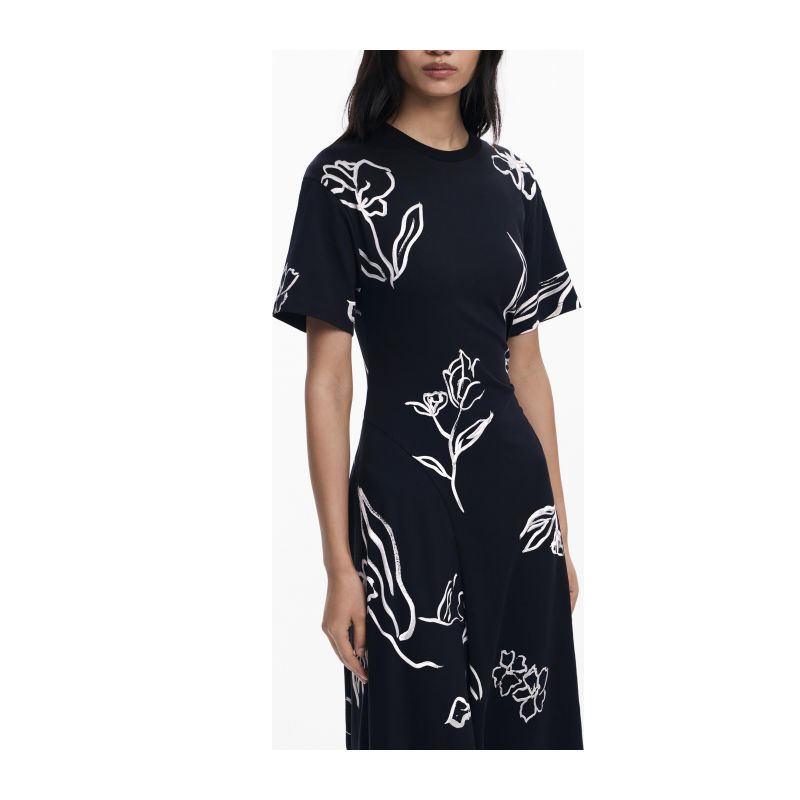 Дълга черна рокля за жени  DESIGUAL 25WWVK44_NE2000