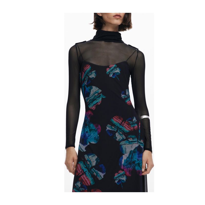 Дълга черна рокля за жени  DESIGUAL 25WWVK03_NE2000