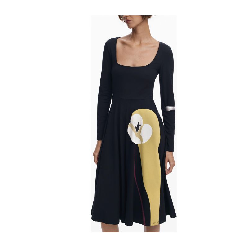 Дълга черна рокля за жени  DESIGUAL 25WWVK29_NE2000