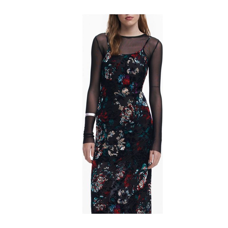 Дълга черна рокля за жени  DESIGUAL 25WWVK11_NE2000