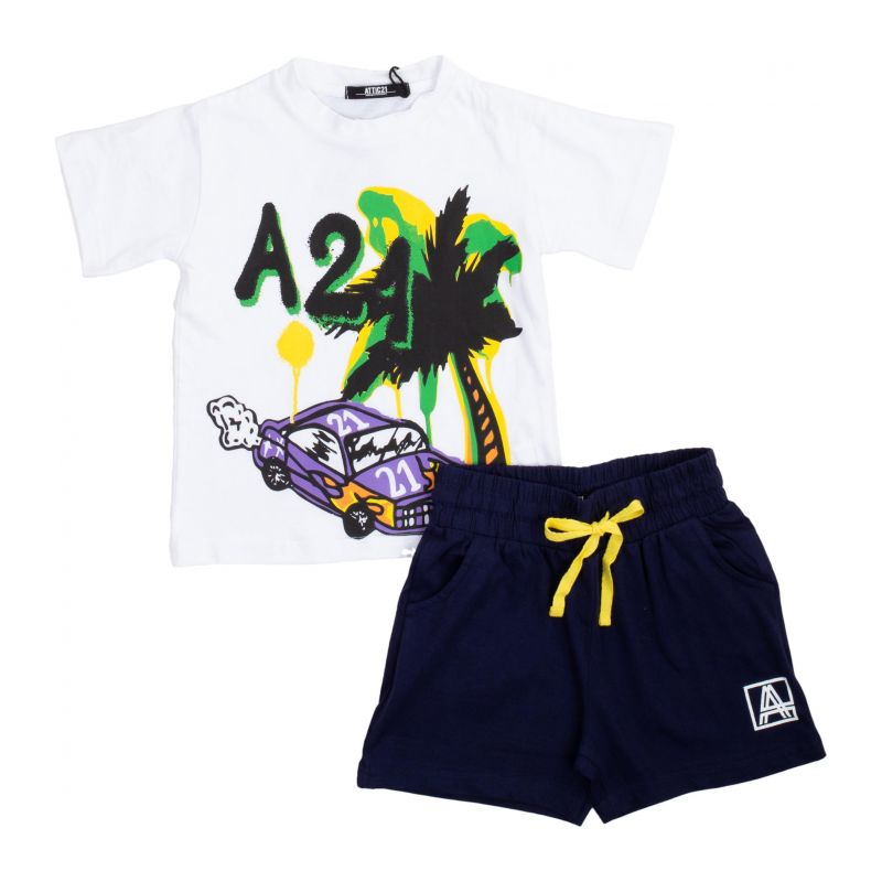 Комплект детски дрехи момче ATTIC 21 ATJCM13121-WHITE-BLU