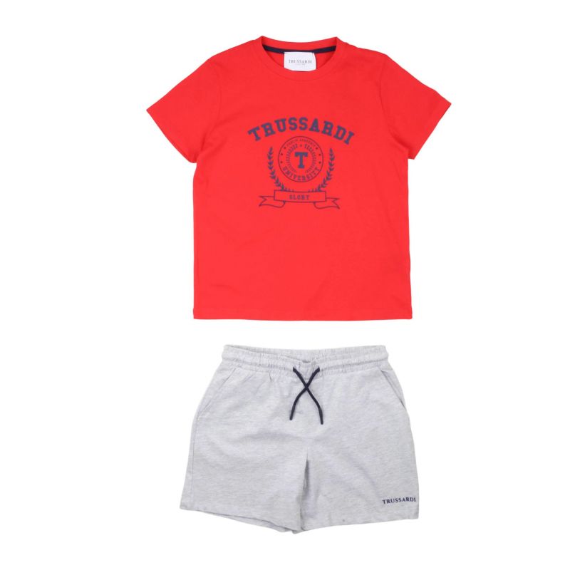 Комплект детски дрехи момче TRUSSARDI XBP25003CJ-RED-GREY-M