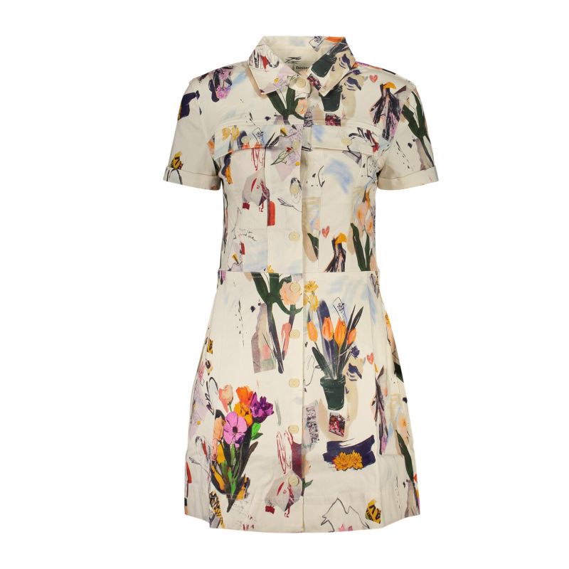 Къса дамска рокля , бяла DESIGUAL 26SWVW48_BI1008