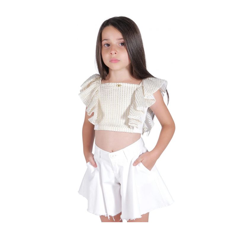 Къси панталони момиче FUN&FUN FBSO01339-OFF-WHITE