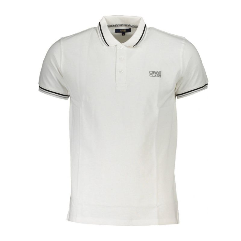 Мъжка поло тениска с къс ръкав , бяла CAVALLI CLASS QXT64TKB002_3BEADBF_BIANCO0005