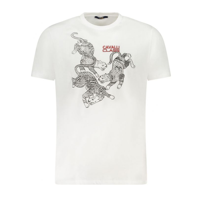 Мъжка тениска с къс ръкав , бяла CAVALLI CLASS TXT60CJD060_BI00533